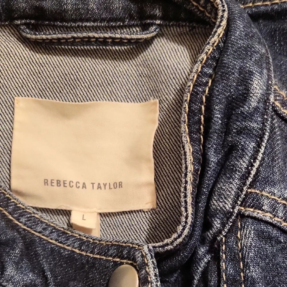 Rebecca Taylor Blue Jean Jacket with Zipper and Casual Style